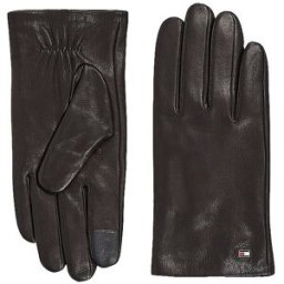 Tommy Hilfiger Guantes de cuero negro S/M
