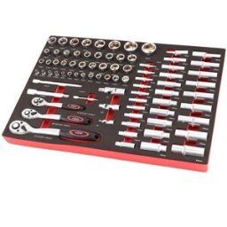 Conjunto de enchufes HBM de 80 piezas de ¼ pulgada, 3/8 pulgada y 1/2 pulgada con inserción de espuma