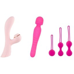 Kit placer sensual Hugbox Estimulador clítoris + Vibrador wand + Bolas geisha silicona
