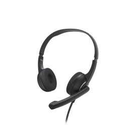 Auriculares Hama HS-P150 V2 con cable jack 3.5 mm para oficina y PC, micrófono regulable y control de volumen, color negro