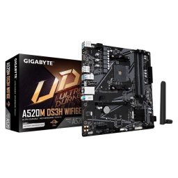 Placa Base GIGABYTE A520M DS3H WIFI6E AMD A520 AM4 DDR4 Micro ATX WiFi 6E Bluetooth 5.3