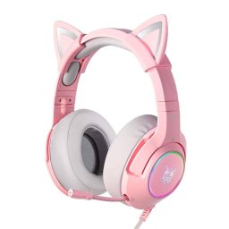 Auriculares ONIKUMA K9 con cable USB RGB, micrófono ajustable y diseño rosa gaming