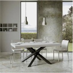 ITAMOBY Mesa extensible 180/440x90 cm Volantis fresno blanco patas antracita