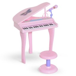 Homcom Piano Infantil 37 Teclas Electrónico Micrófono Luces USB/MP3 Karaoke