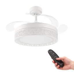 Ledme Ventilador de Techo LED Blanco 36W DC Ultra Silencioso con Mando y Palas Retractiles