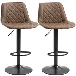 Homcom Juego 2 Taburetes De Cocina Con Altura Ajustable 46,5x51x86-106 Cm Marrón