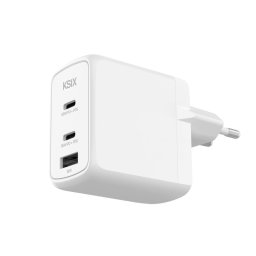 Ksix Cargador De Carga Rápida 2xUBS-C + 1xUSB 65W Blanco