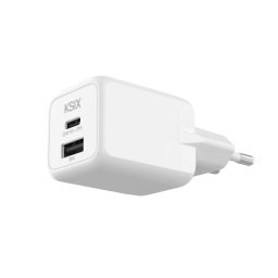 Ksix Cargador de Carga Rápida 1xUSB-C + 1xUSB 30W Blanco