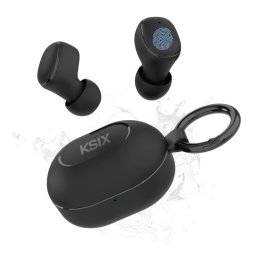 Ksix Neutron Auriculares Inalámbricos, Usb-c, Diseño Compacto, Mosquetón, 4h+16h Auto., Llamadas, Negro