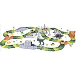 Circuito Flexible Dinosaurios 240 Piezas Modificable con Coches y Accesorios