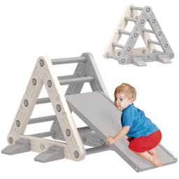 Aiyaplay Triángulo De Escalada Para Niños 3 En 1 Con Tobogán Y Rampa Gris