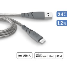 Cable para móvil FORCE CASE FPCBLMFI1.2MRG gris 1,2 m plástico resistente