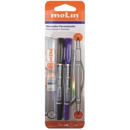 Molin RCD222 Pack de 2 Rotuladores Doble Punta para CD Colores Surtidos