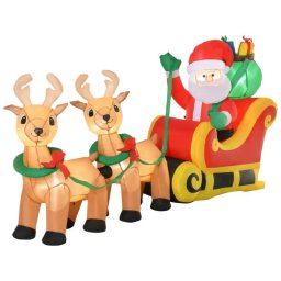 HOMCOM Papá Noel con Renos Trineo Inflable con Luces LED Decoración de Navidad