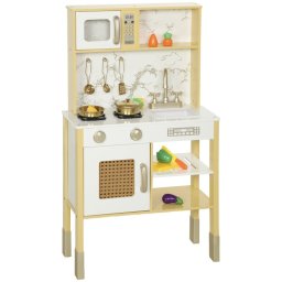 Aiyaplay Cocina De Juguete De Madera Con Sonido Verduras Para Cortar Dorado