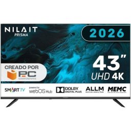 Nilait Prisma 43UD7004SWOS 43" LED UHD 4K Smart TV WEBOS+Nilait Harmony Sound bar Barra de sonido 2.0 60W blanca