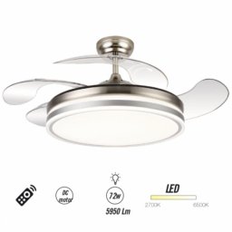 Ventilador de Techo con Luz Mimax Calima 2S Motor DC 900mm 6 Velocidades Mando a Distancia LED Níquel Satinado
