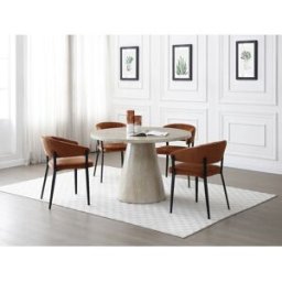 Unique Mesa de comedor para 4 personas en MDF - Efecto travertino topo - LARIOZA de Pascal Morabito
