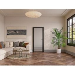 Unique Bloque de puerta reversible de aluminio y vidrio templado - Alt. 204 x An. 83 cm - Negro - LOXTON