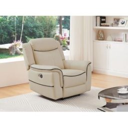 Unique Sillón relax eléctrico de cuero beige ADELIO