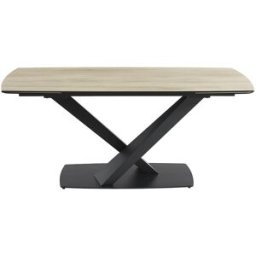Unique Mesa de comedor extensible 6 a 10 comensales de cerámica y metal - Efecto mármol blanco y negro - MALATA de Pascal MORABITO