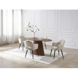 Unique Mesa de comedor 6 personas chapado nogal - Natural oscuro - ANTELADA