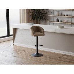 Unique Conjunto de 2 taburetes de bar - Tela y metal - Beige - DORALIZ