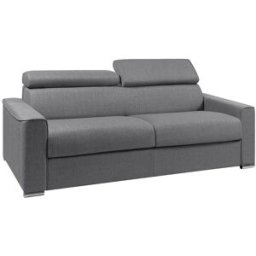Unique Sofá cama de 4 plazas de tela de apertura rápida - Azul - Somier de láminas de 160 cm - Colchón de 22 cm viscoelástico VIZIR