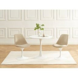 Unique Conjunto de 2 sillas de tela texturizada y acero - Beige y Blanco - XAFY
