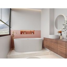 Unique Bañera exenta acrílica estriada - Blanco brillante - 220L - 150 x 75 x 58 cm - ALIENA