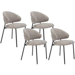 Unique Conjunto de 4 sillas de tela texturizada y metal negro - Topo - VOSINIA