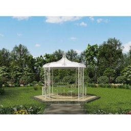 Unique Quiosco de jardín TILCARA de metal tipo hierro forjado D300 x Alt. 290 cm - Blanco