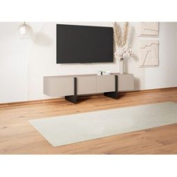 Unique Mueble TV con 4 puertas de MDF - Beige y Negro - LUVONIA