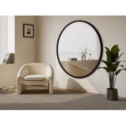 Unique Gran espejo redondo de pared de madera de paulownia - D. 150 cm - Negro - ZANG