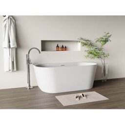Unique Bañera semi exenta - 230 L - 160 x 75 x 58 cm - Blanco mate - Acrílico - AMOBIA