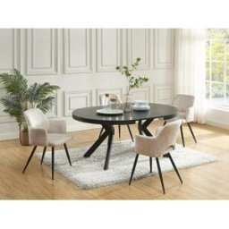 Unique Mesa extensible de comedor 4 a 8 comensales de MDF y acero - Negro - KOMONI
