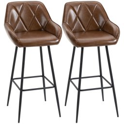 Homcom Juego De 2 Taburetes Altos De Cocina Tapizado En Pu 50x47,5x102,5 Cm