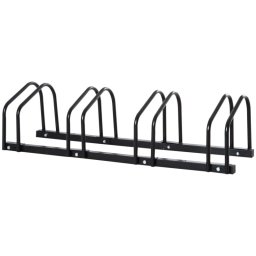 Homcom Aparcamiento Para 4 Bicicletas Soporte De Acero 110x33x27 Cm Negro