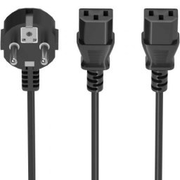 Cable CPU AISENS A132-0865 3m Schuko a 2xC13 H05-VV-F 0,75mm² Negro