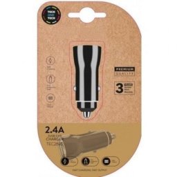 Cargador de Coche Tech One Tech TEC2802 2 Puertos USB 12W PC/ABS Smart IC Universal