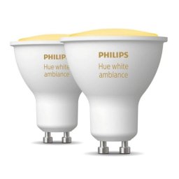 Philips Hue White Ambiance Pack 2 Bombillas LED Inteligentes GU10 4.3W Luz Blanca Cálida a Fría