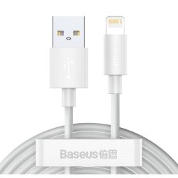 Cable USB a Lightning Baseus Simple Wisdom 1,5 m 2,4A Blanco 2 unidades