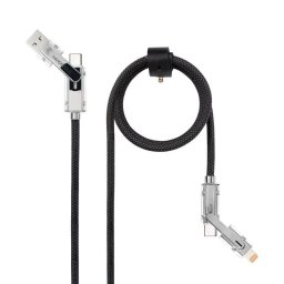 Cable USB Nanocable 2 m USB A/USB C a USB C/Lightning 27W Negro Gris