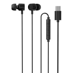 Auriculares iggual con cable USB-C, intrauditivos, micrófono y controles en línea negros