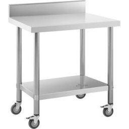 Mesa de acero inoxidable con ruedas - PREMIUM - 60 x 80 cm - 135 kg - antisalpique - Royal Catering 10012814