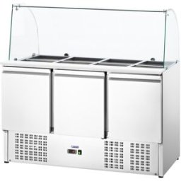Bajomostrador refrigerado - con cubierta de vidrio - Royal Catering - 368 L - para 8 contenedores GN - 137 x 137 cm 10012303