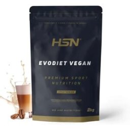 HSN Evodiet vegan 2kg café con leche - Proteínas vegetales - Polvo - 100 Servicios