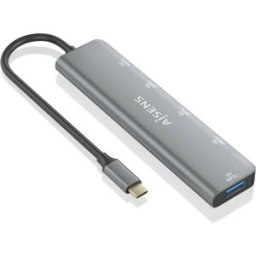 AISENS Hub USB 32 Gen1 5G USBC USBCM1xUSBC PD100WH1xUSBCH3xUSBAH Gris 15cm