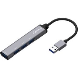 AISENS Hub USB 30 Aluminio Tipo AM 4x Tipo AH Gris 10cm