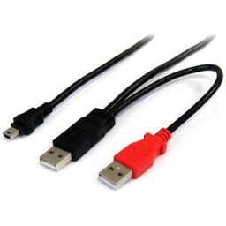 Startech.com StarTechcom Cable de 18m USB 20 en Y para Discos Duros Externos Cable Mini B a 2x USB A
